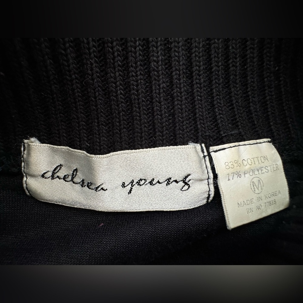 Vintage Chelsea Young Graffiti Sweater Womens Medium Black Long Sleeve Artsy - Picture 3 of 6